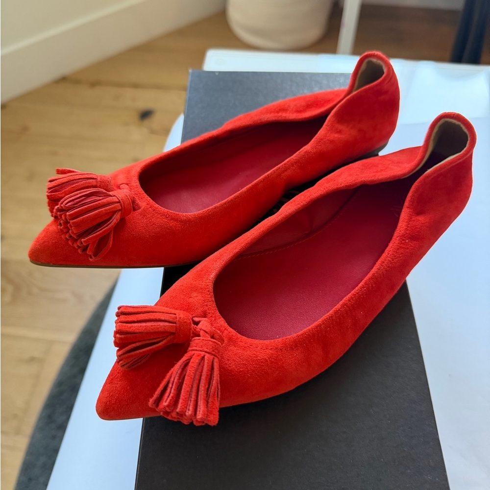 J. Crew Red Lottie Tassel Women's Flats